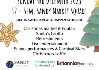 Sandy Town Council: Christmas Light Switch On Event: Sunday 3rd December 2023
